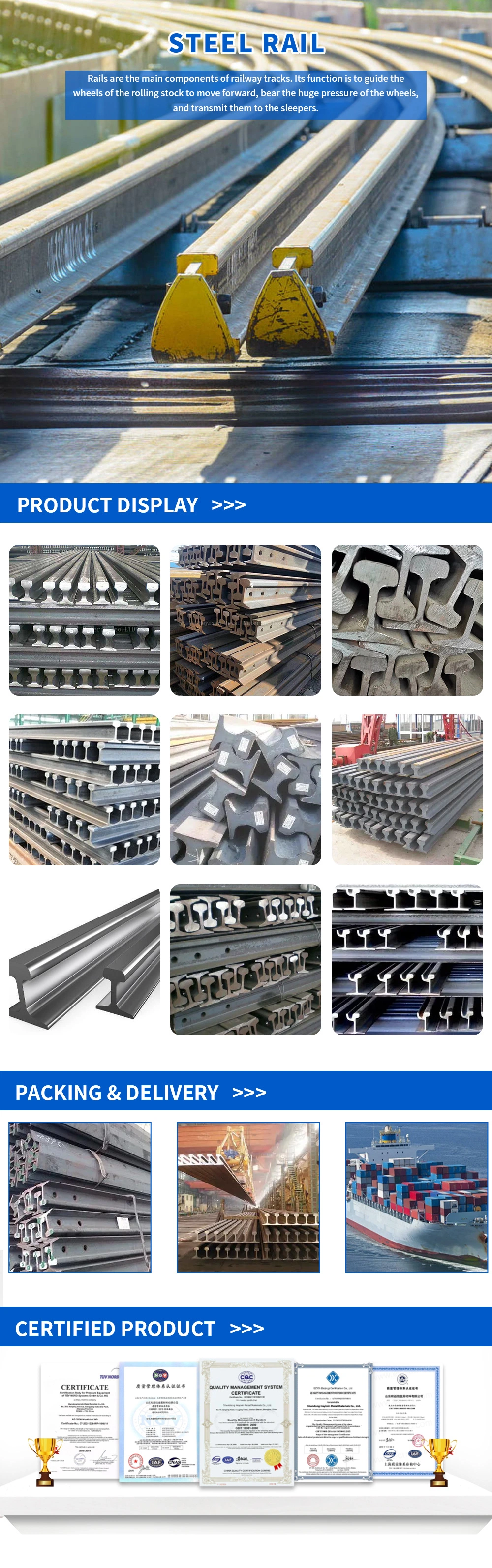 Good Price Competitive Factory Price Railroad Track Q235B 15kg U74 U71mn Pd2 Pd3 and Bnbre 12m 30m Crane Rail Steel Heavy Rail Railroad Steel Rail